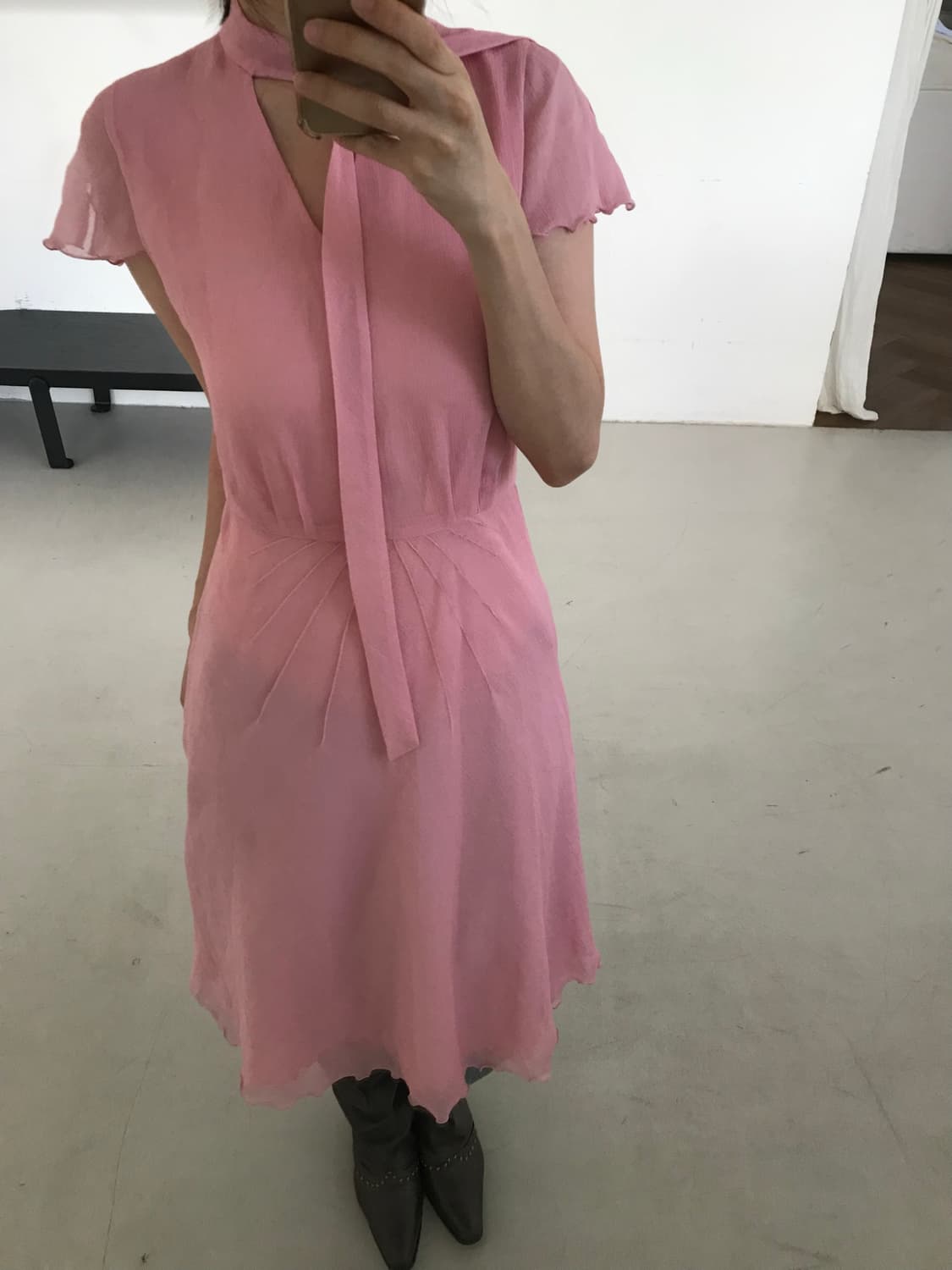 vintage pink tie one-piece 상품이미지5
