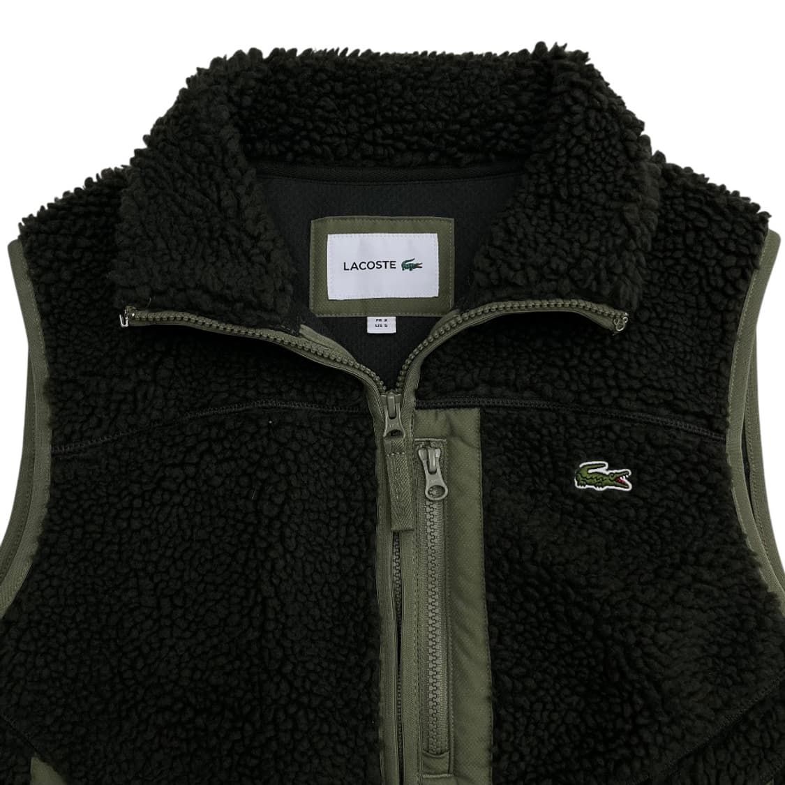 라코스테 미니로고 딥카키 뽀글이 조끼 S 상품이미지4