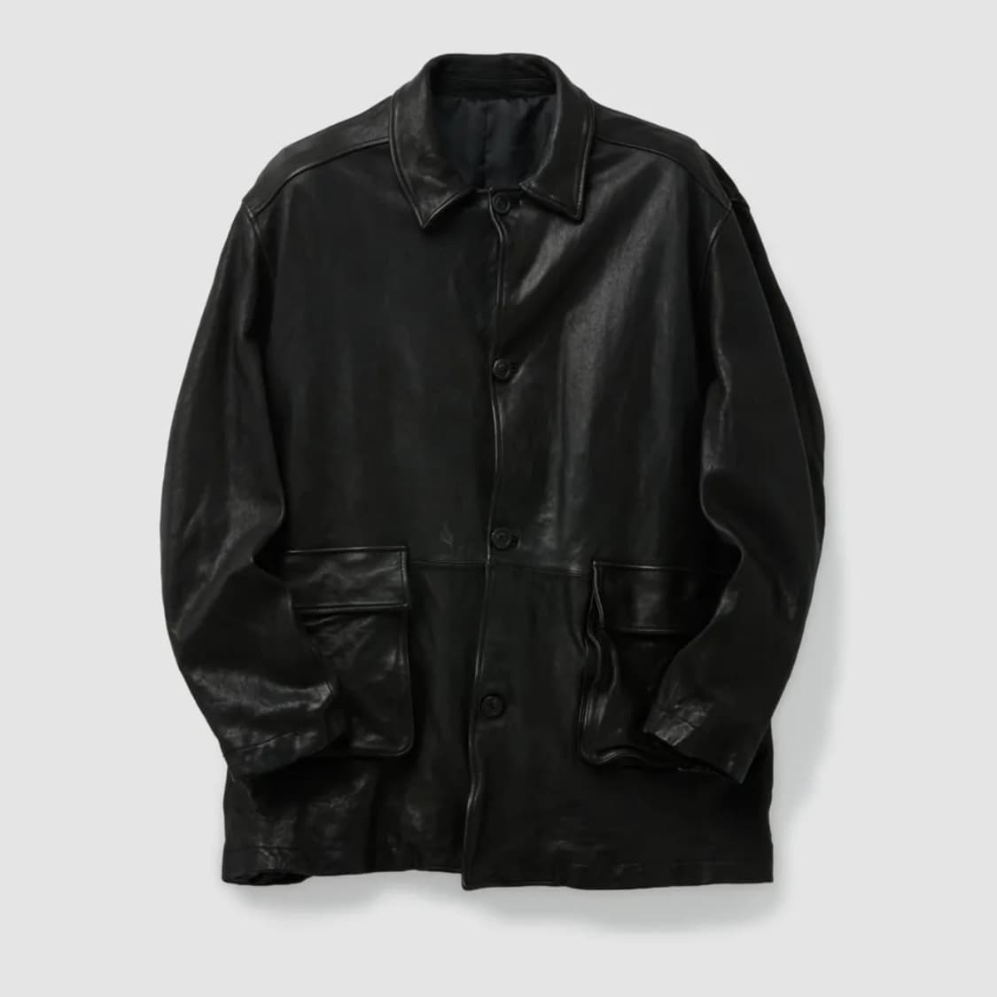 [XL구매]쿠어 워시드 램스킨 레더 카 코트 상품이미지1