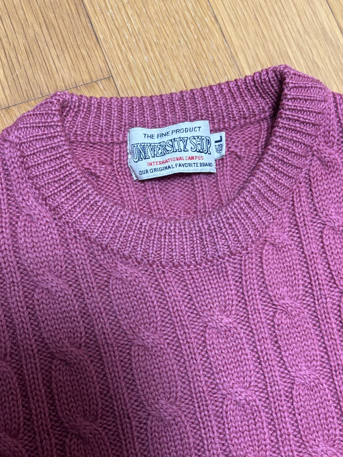 핑크 케이블 니트 상품이미지3