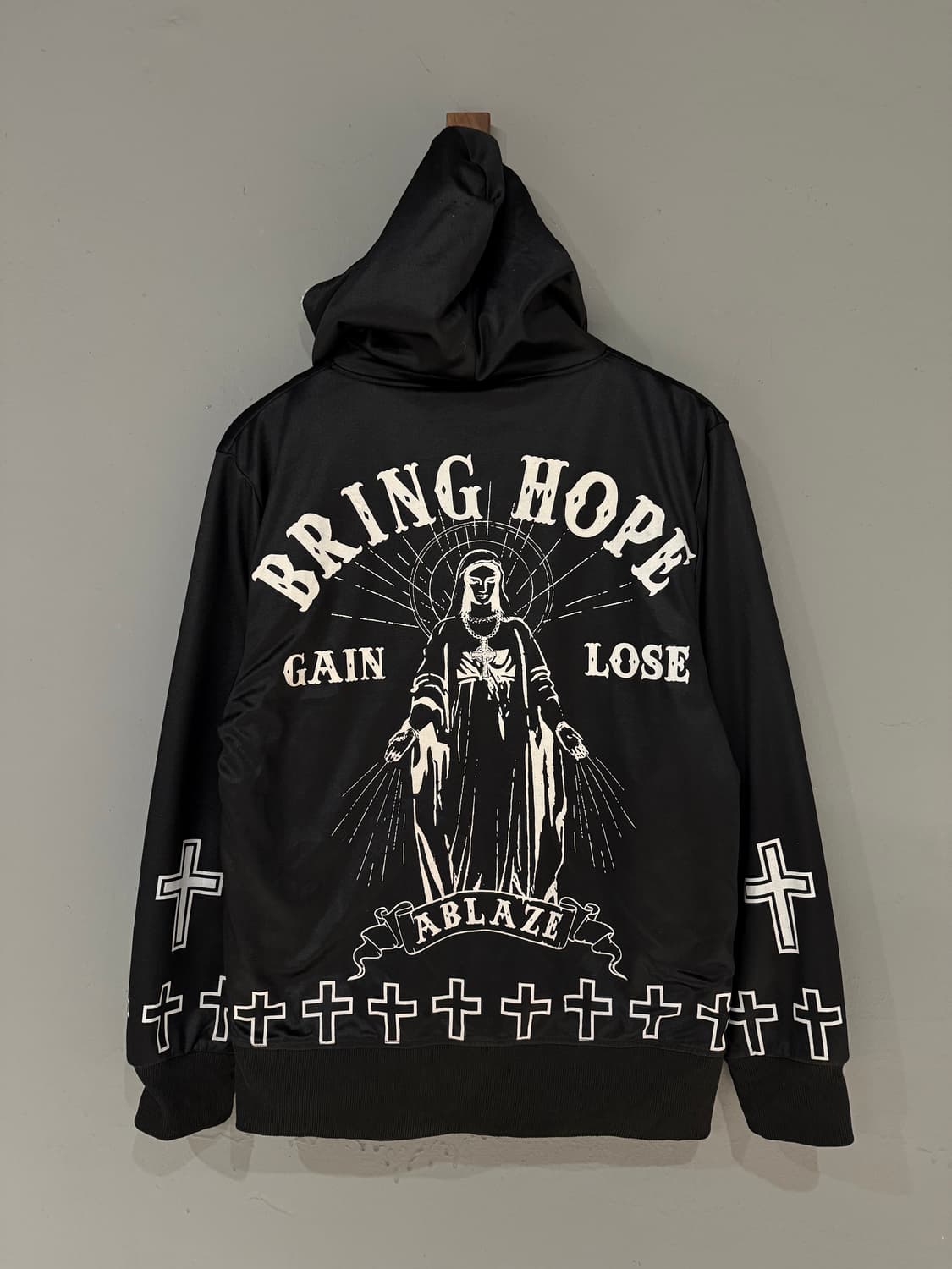 back maria printing cross hood zip-up 상품이미지8