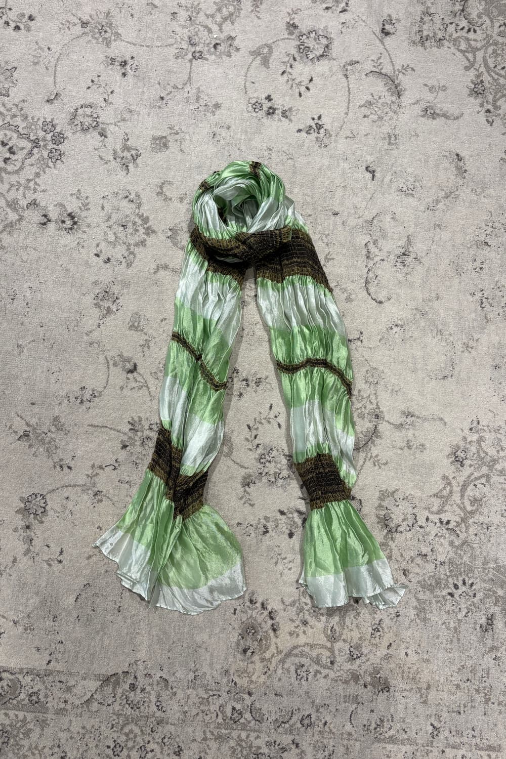 Green Shirred Stripe Scarf 상품이미지1