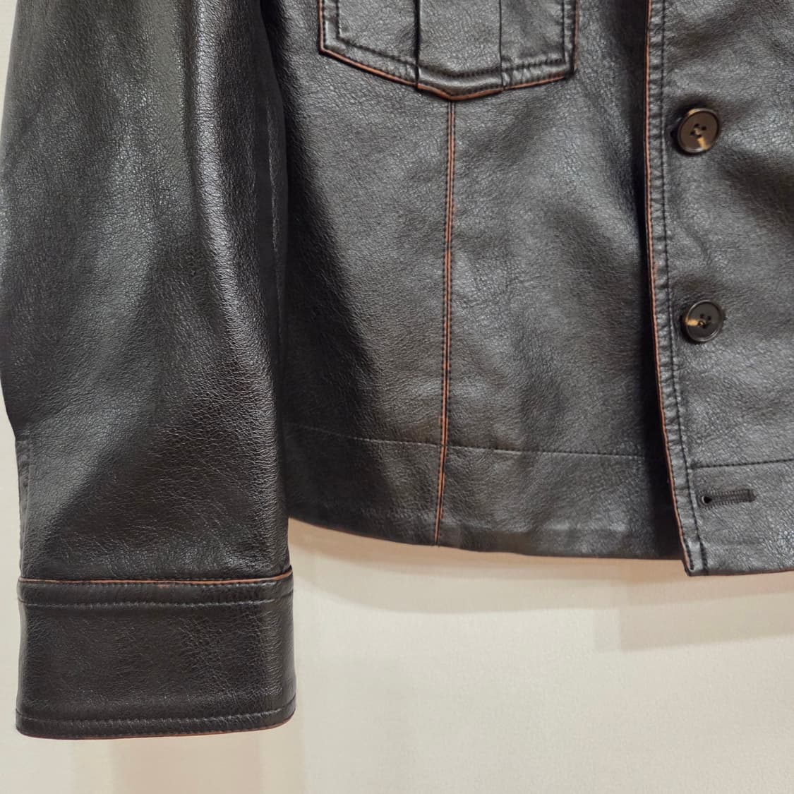 MOOD 빈티지 스타일 브라운 레더 자켓 M 상품이미지3