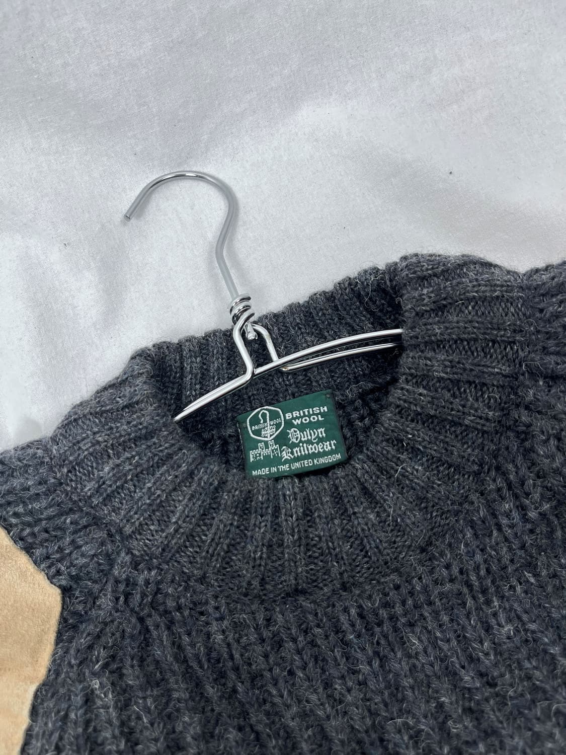 90s Vintage (maede in uk) 헤비 울 가죽패치 니트  상품이미지5