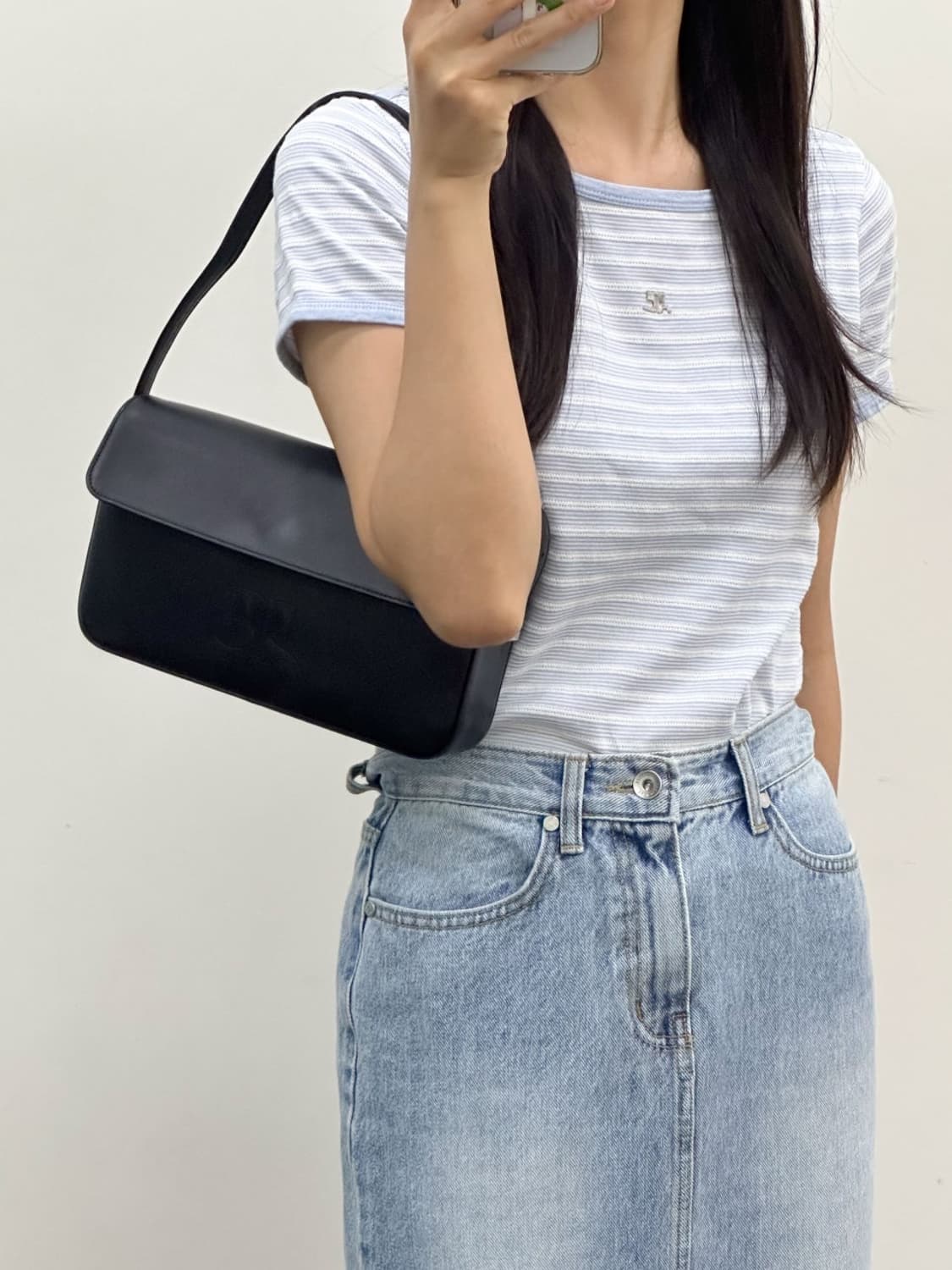 courreges / 꾸레쥬  스카이블루 스트라이프 반팔 티셔츠  상품이미지9