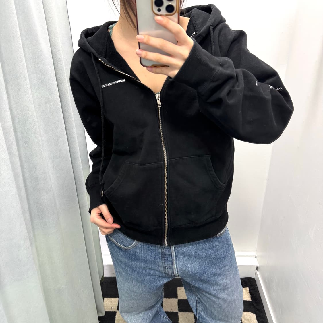 디스이즈네버댓 블랙 로고 기모 후드집업 상품이미지1