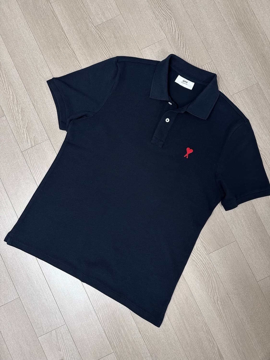 ami 아미 스몰 하트 로고 폴로 셔츠 카라티 피케티 블랙 L 사이즈 상품이미지2
