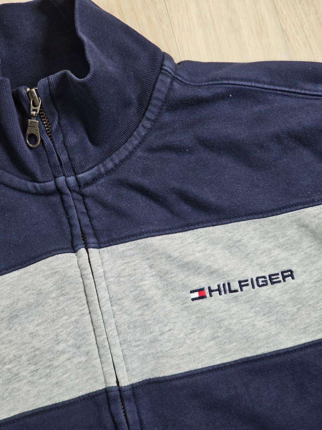 90s 타미힐피거 남성 스트라이프 집업 스웨트셔츠 M 상품이미지3