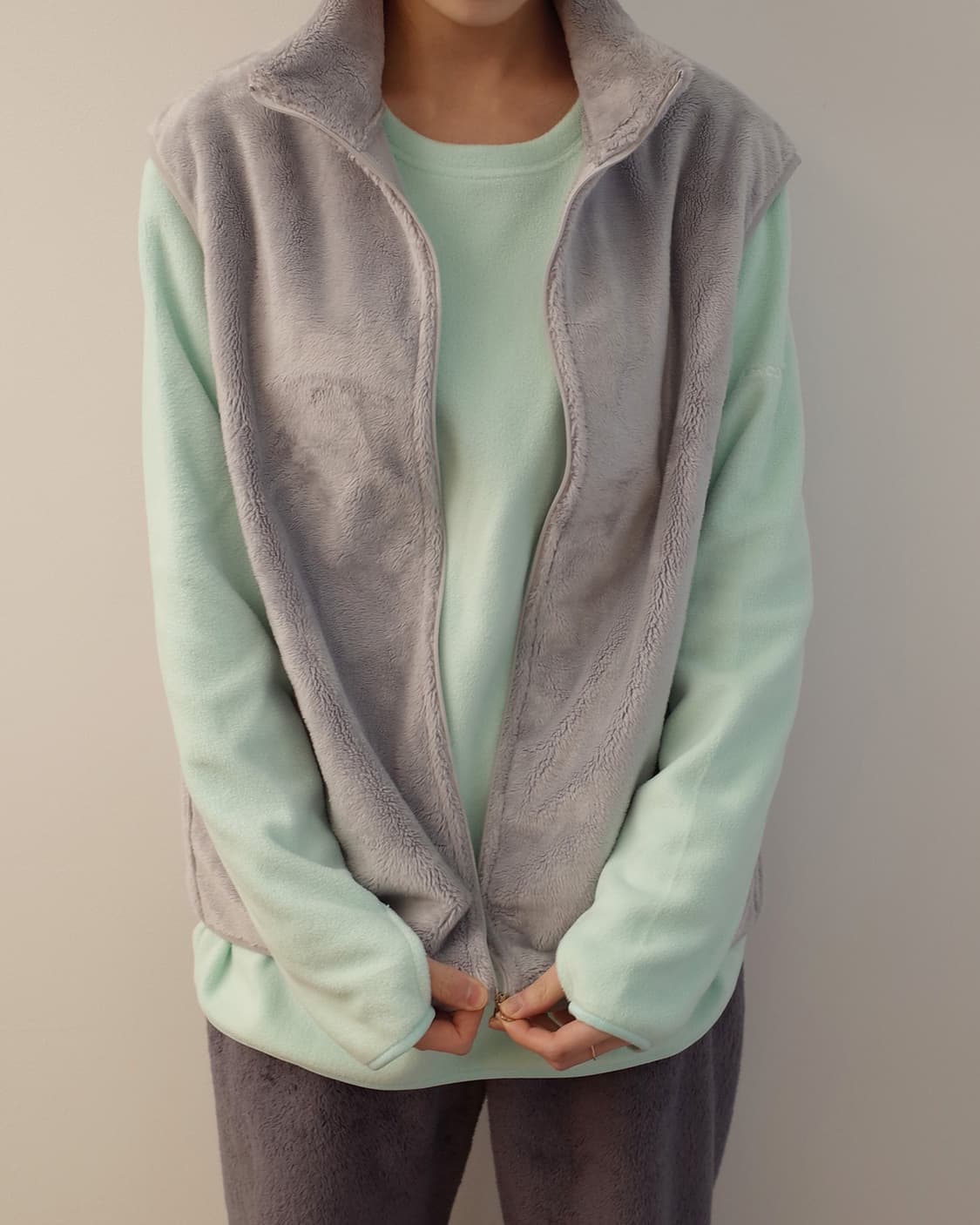 택포)25-004 FLEECE BOA VEST (LIGHT GREY) 상품이미지2