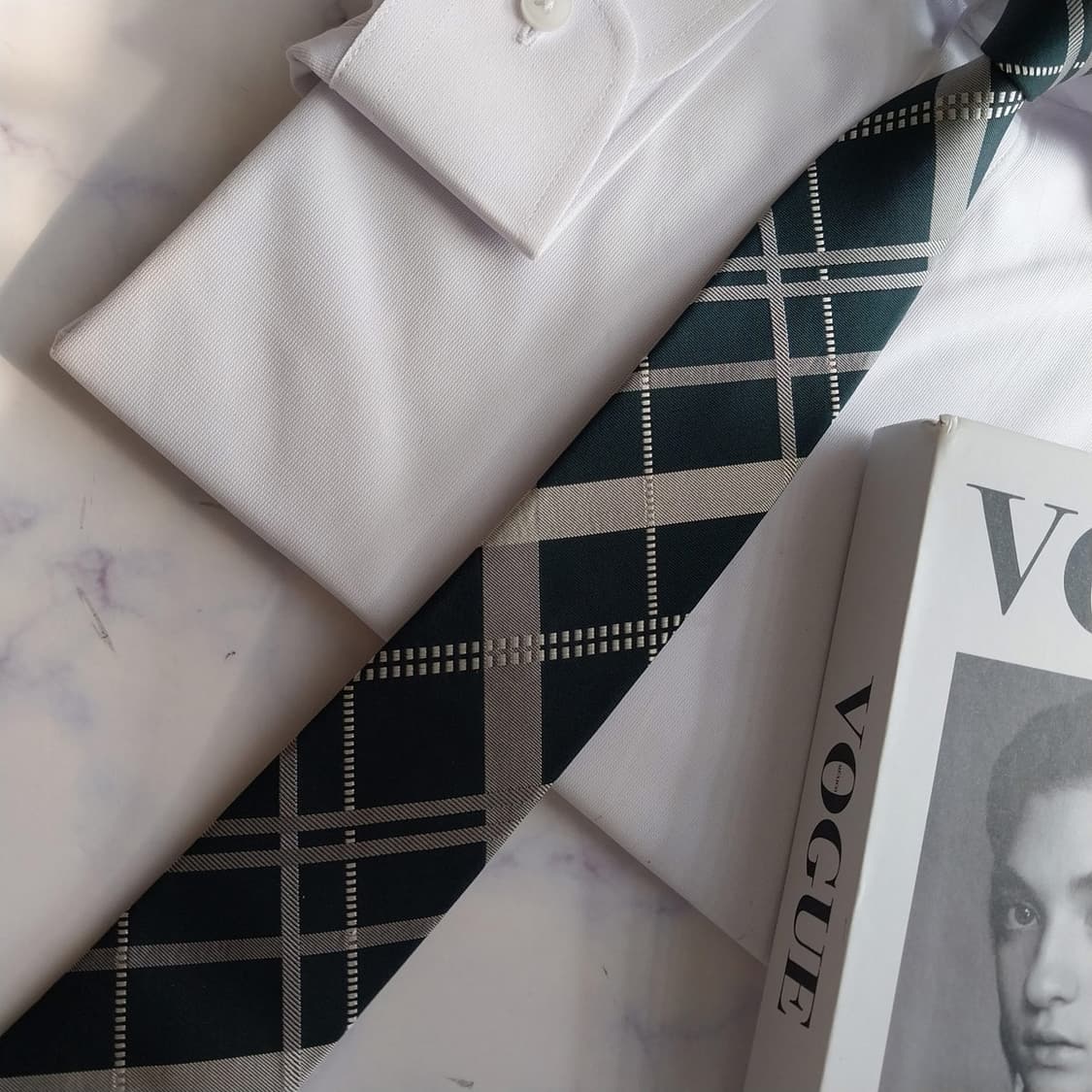 빈폴 실크 그린 체크 패턴 넥타이 6.7cm A+등급 K2327 상품이미지6