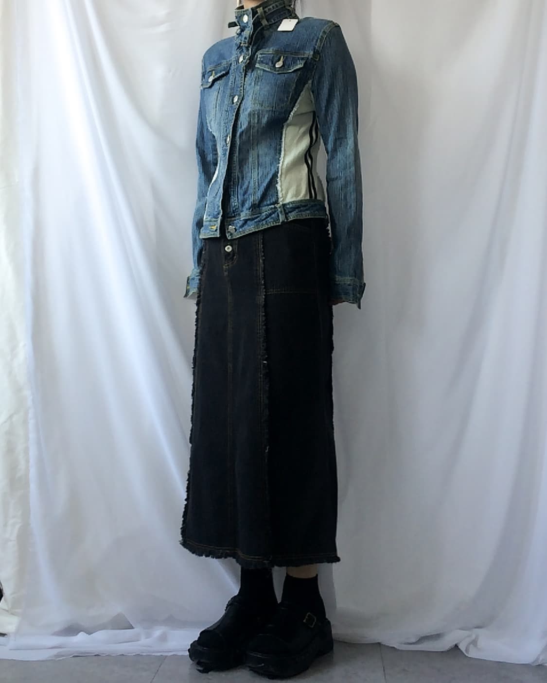 Side line layer denim jacket 상품이미지1