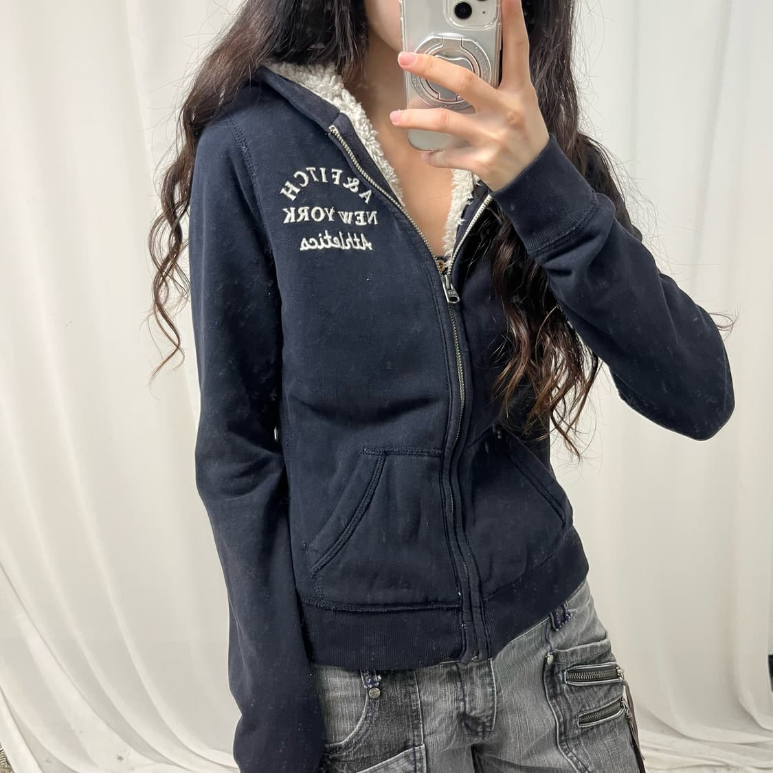 Abercrombie Navy Fleece Hood Zip-up 상품이미지3