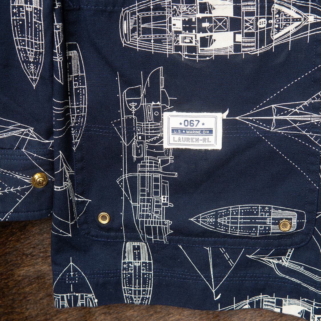 [M] 00s 로렌 USRL 마린 서플라이 디비젼 블루프린트 커버올  상품이미지4