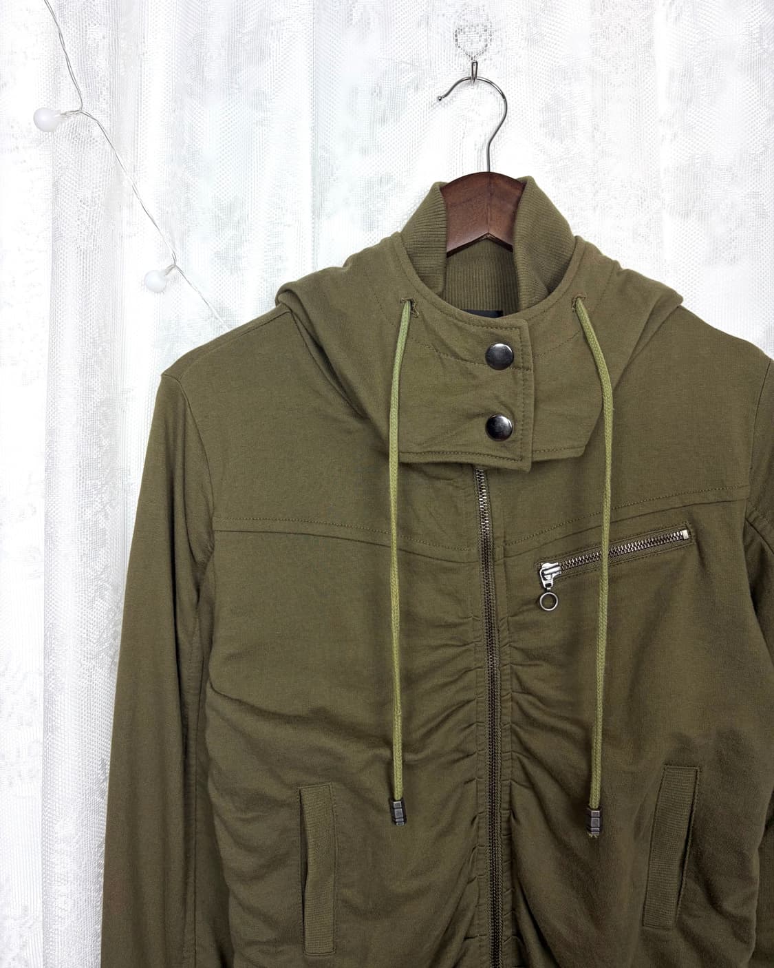 PUMPKIN Shirring High-neck Hooded Zip-Up 상품이미지2