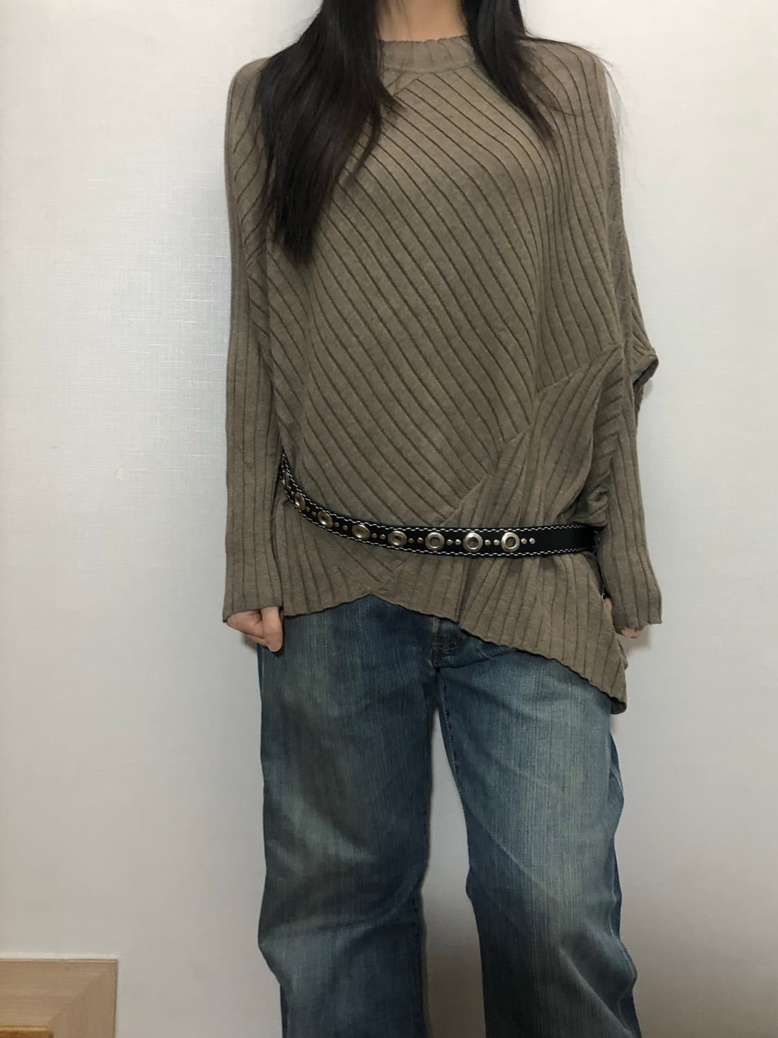 빈티지 브라운 스트라이프 패턴 니트 상품이미지7