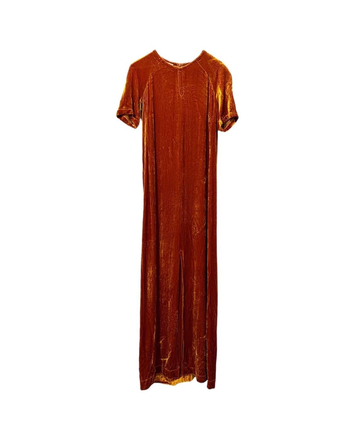 드리슨 반 노튼 오렌지 벨벳 프론트 슬릿 맥시 드레스 상품이미지1