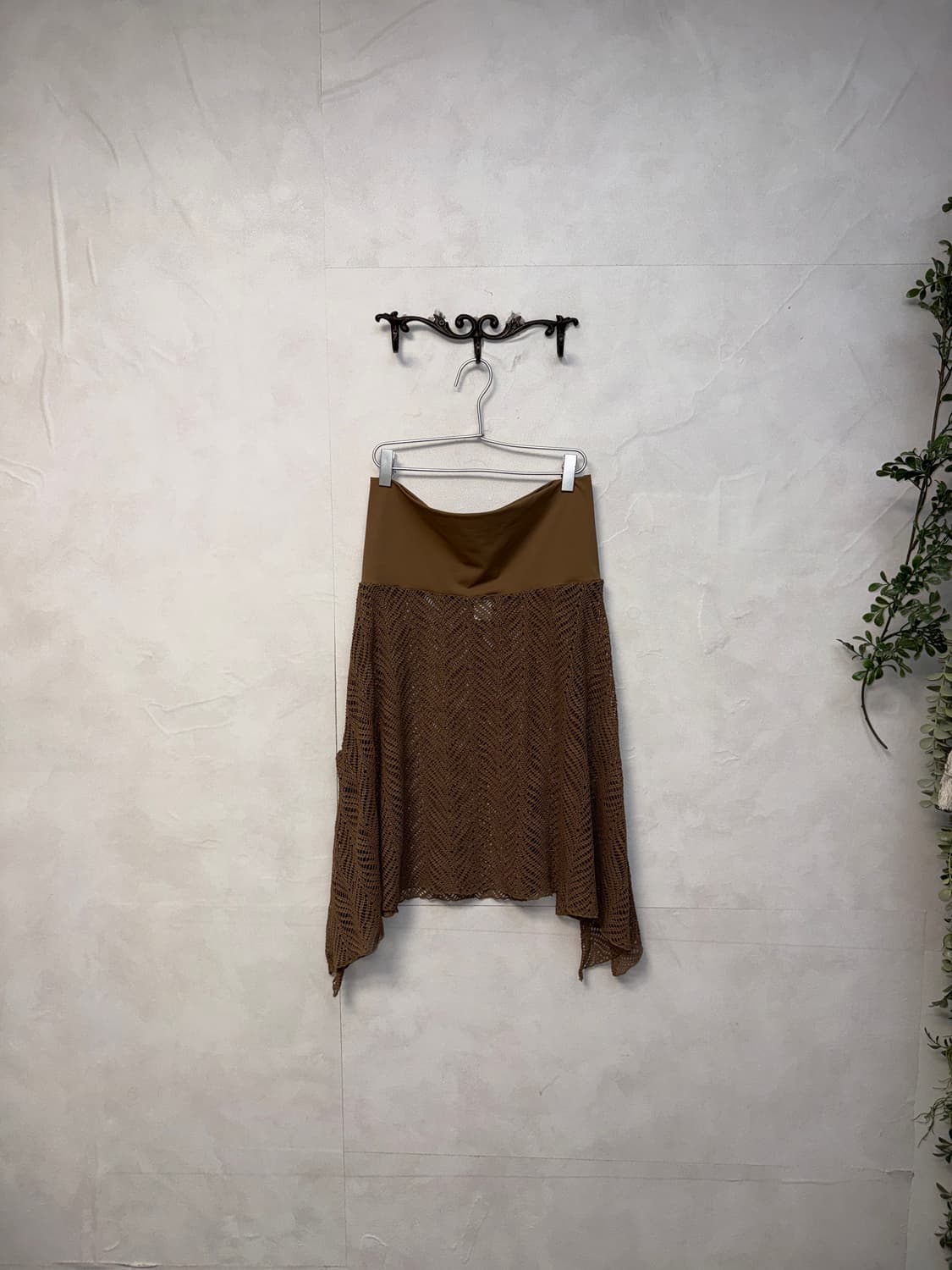 Brown ethnic layering unbalance net sk 상품이미지2