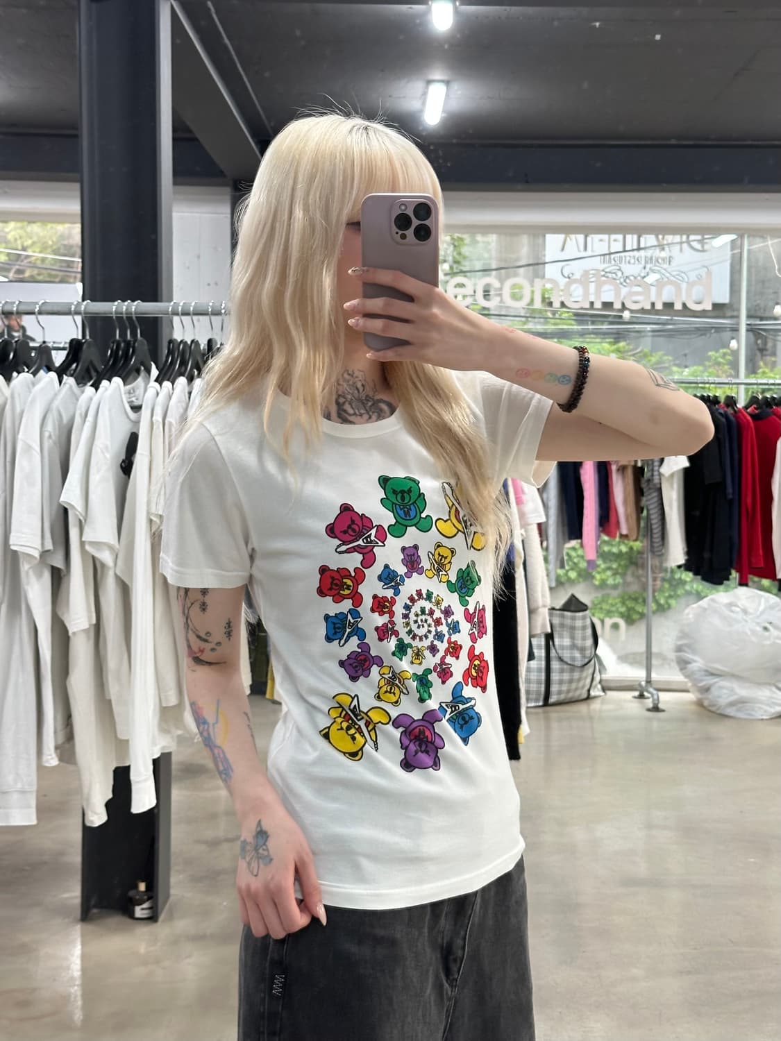 히스테릭 글래머 퍽베어 Must Get Stoned 그래픽  백로고 반팔 상품이미지4