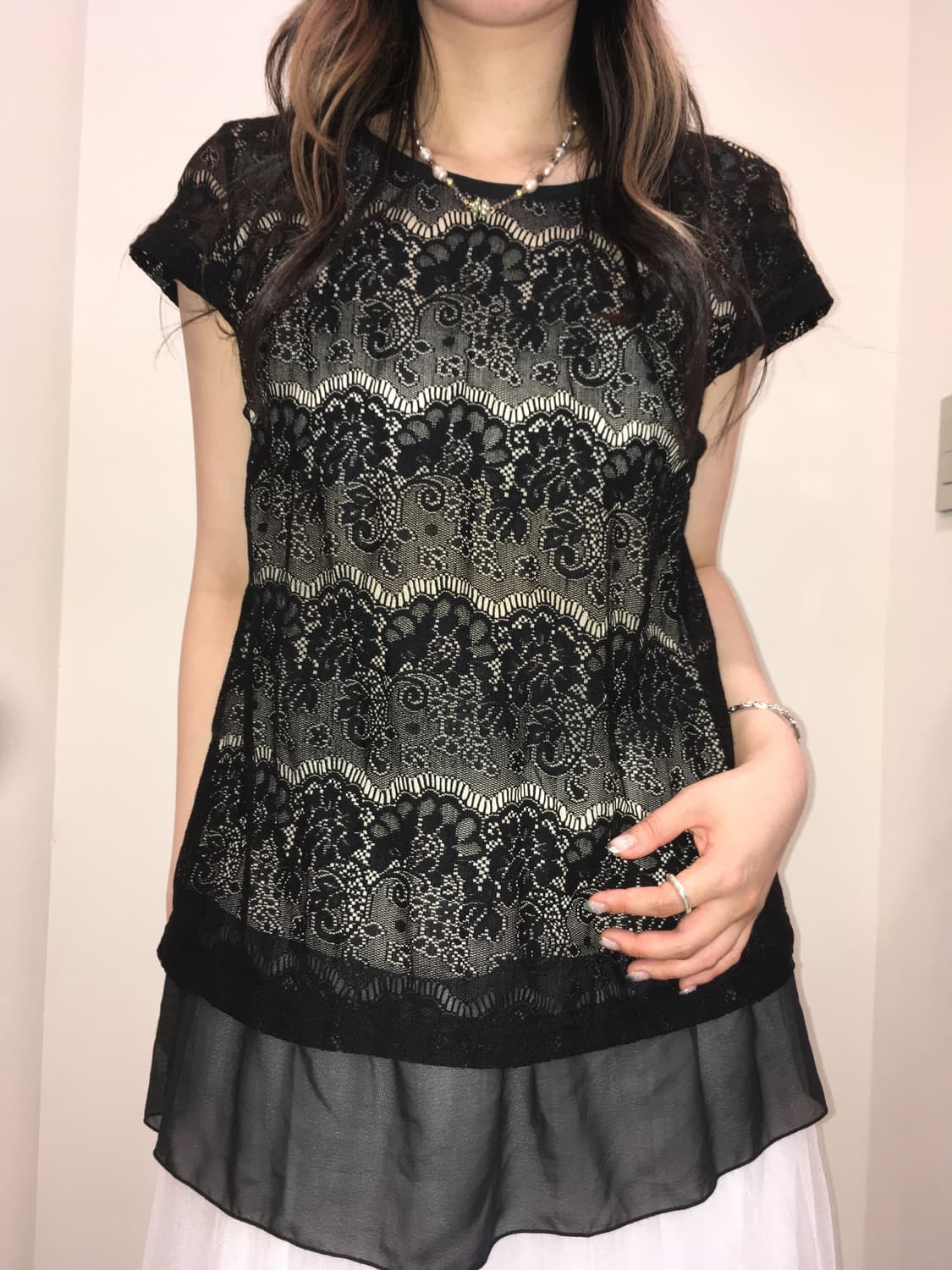 일본 빈티지 블랙 레이스 블라우스 상품이미지7