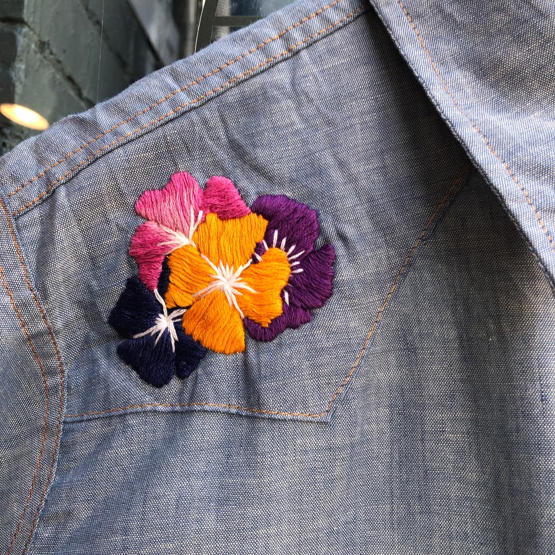 70s Wrangler chambray shirt-M 상품이미지2