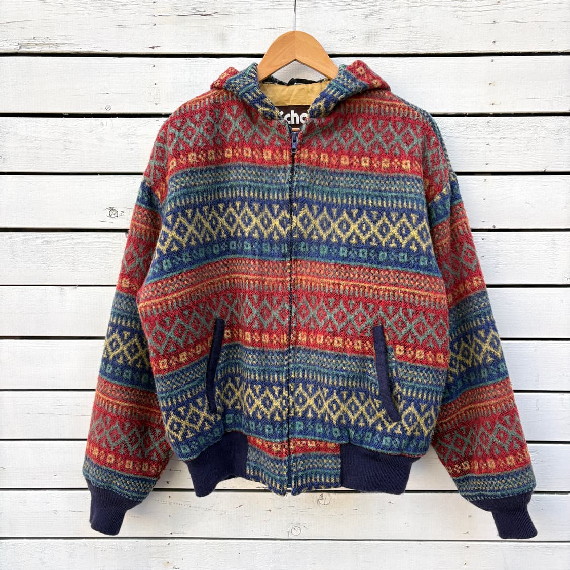 Schott 90s 쇼트 에스닉 울 후드 자켓 상품이미지1