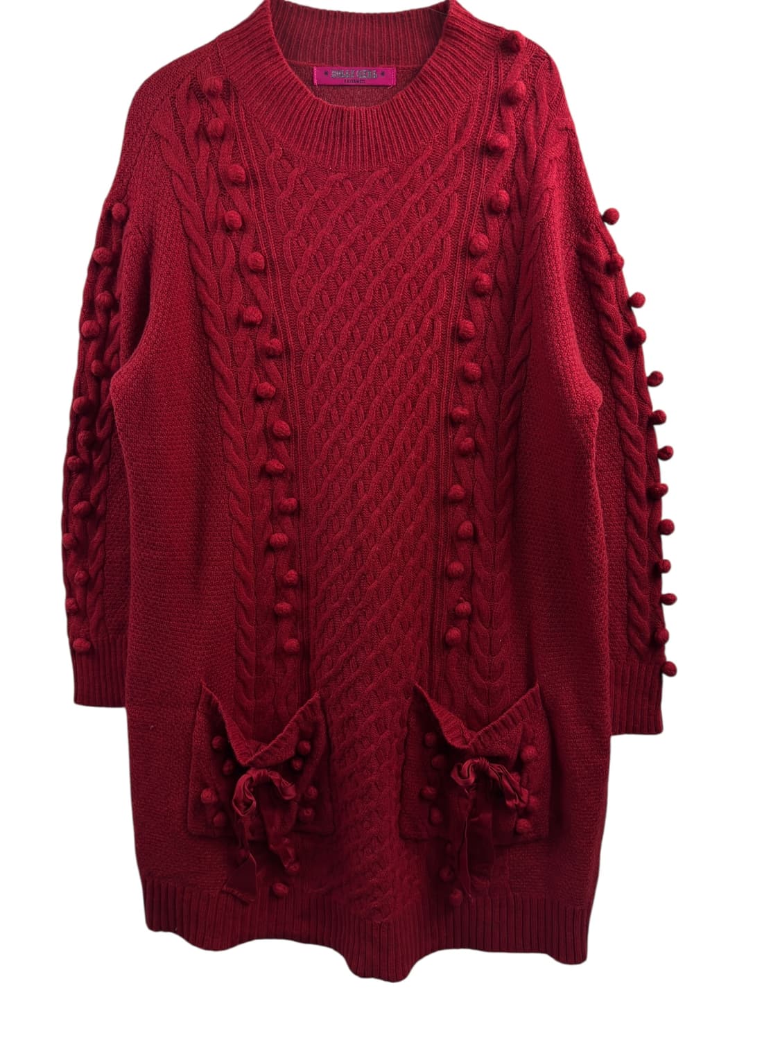 안나수이 레드 폼폼 롱니트1527 상품이미지1