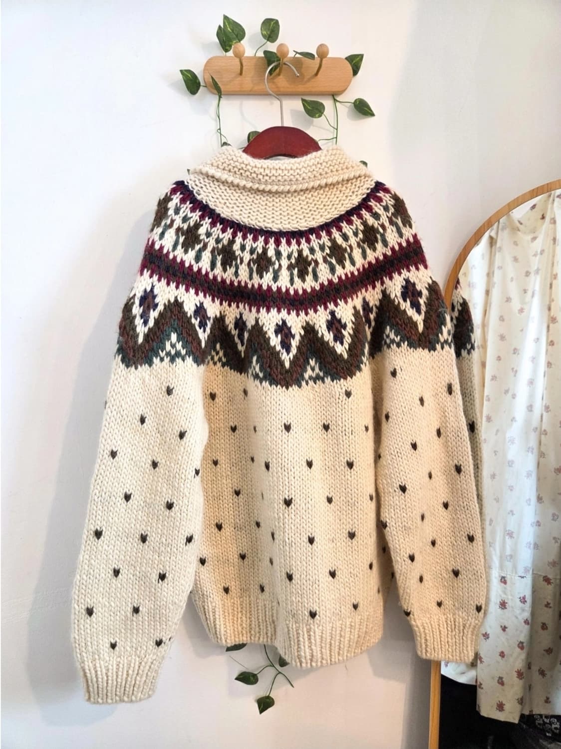 빈티지 노르딕 하트도트 니트가디건 상품이미지3