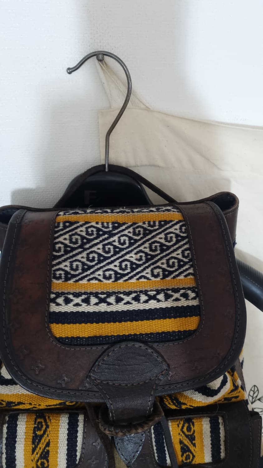 빈티지 에스닉 패턴 통가죽 백팩 상품이미지2