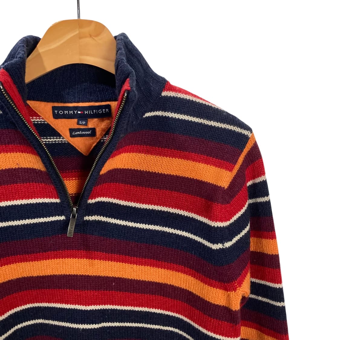 타미힐피거 배색 단가라 반집업 니트 상품이미지3