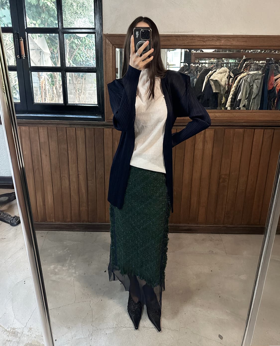 PLEATS PLEASE navy cardigan 상품이미지1