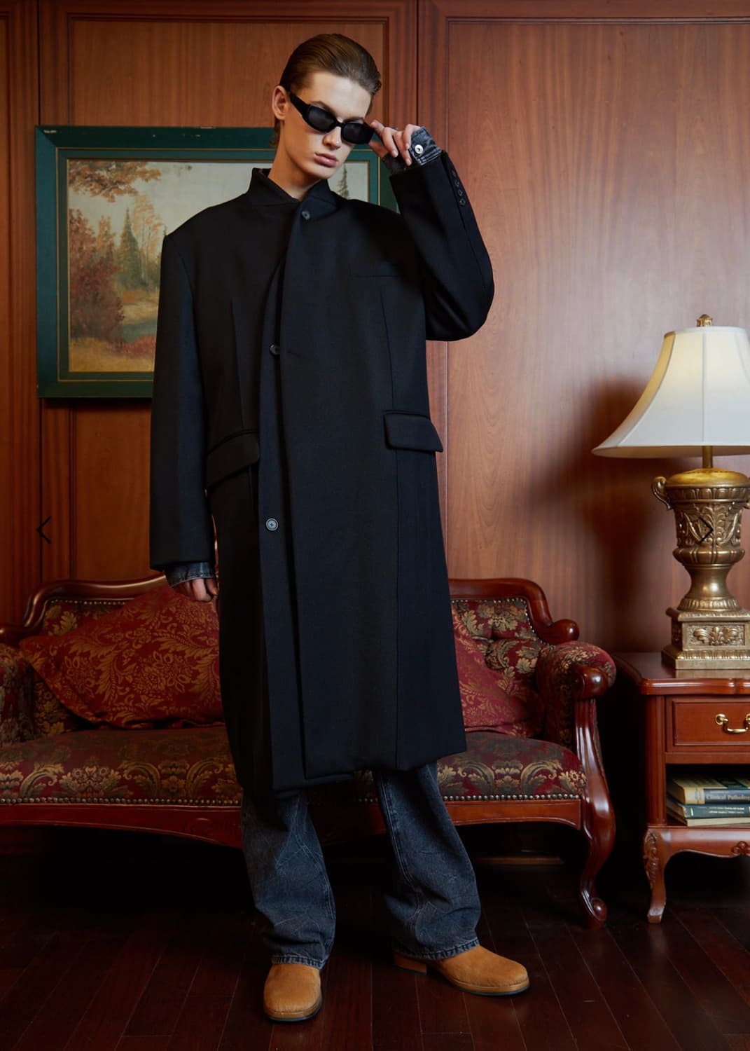 STU 라운드 카라리스 코트 L 상품이미지2