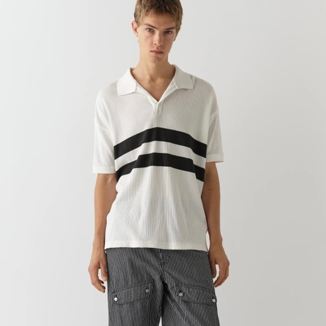 [XL]기마구아스 Mister 라인 폴로 티셔츠/화이트 상품이미지1