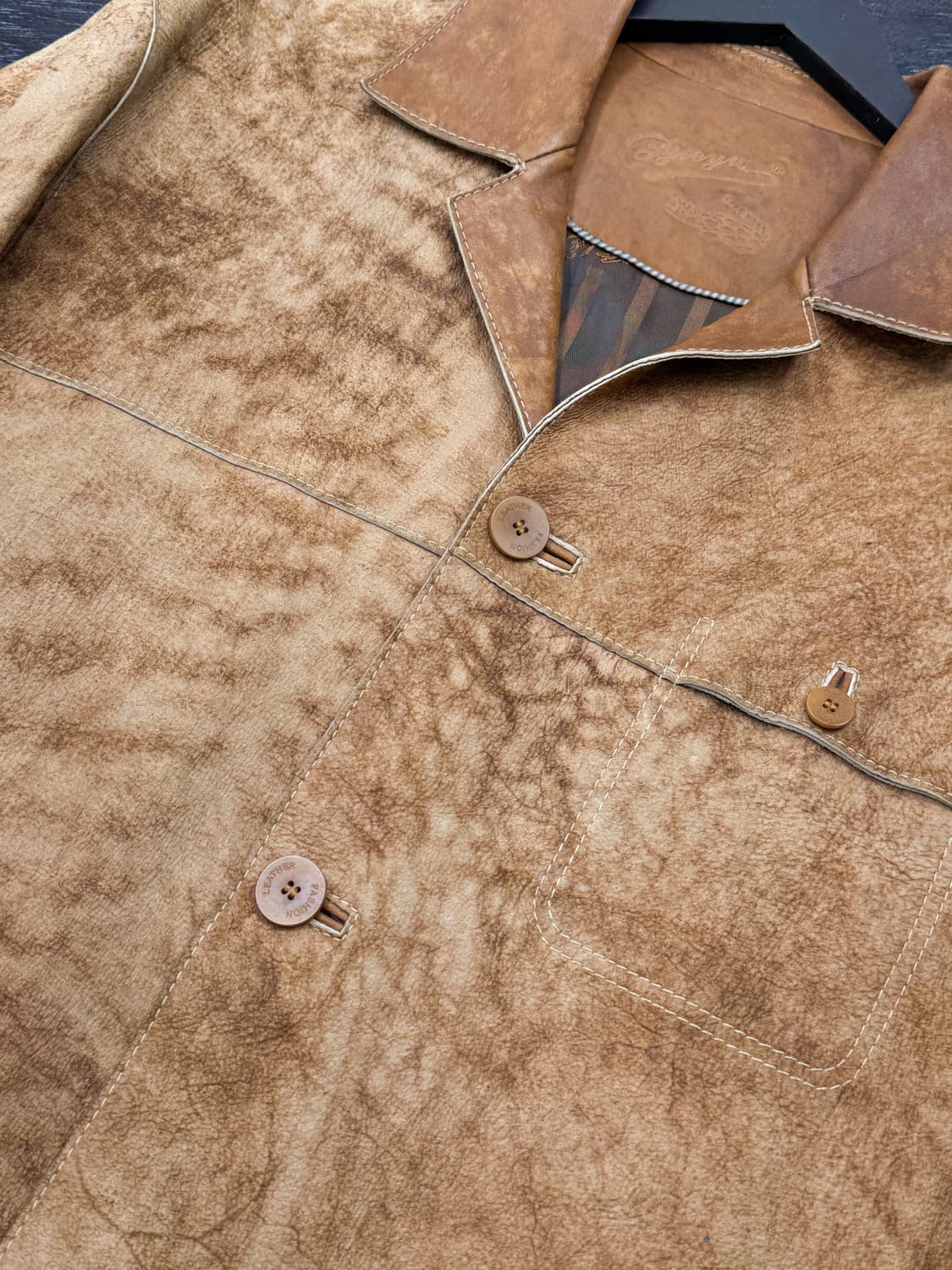 Zhe Jiang Crocodile 램 레더 오버 블레이저 상품이미지5