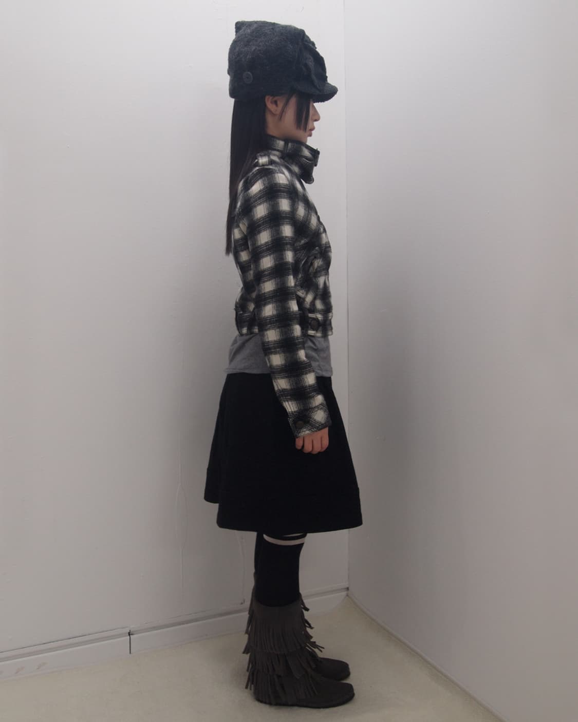 Check belted mini rider wool jacket 상품이미지2