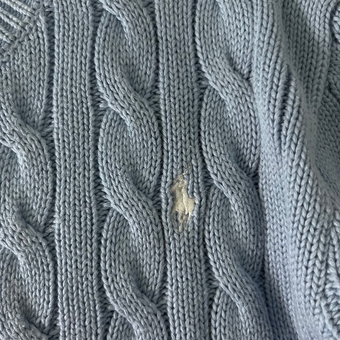 W 100 폴로랄프로렌 스카이블루 꽈배기 가디건 상품이미지3