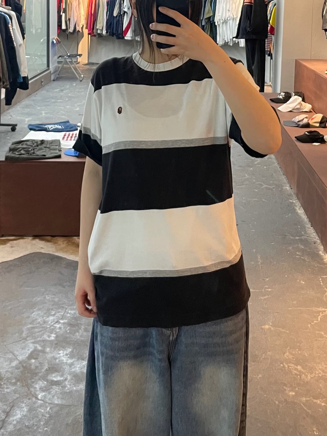 베이프 에이프 헤드 윈 스트라이프 반팔 H2422 상품이미지1