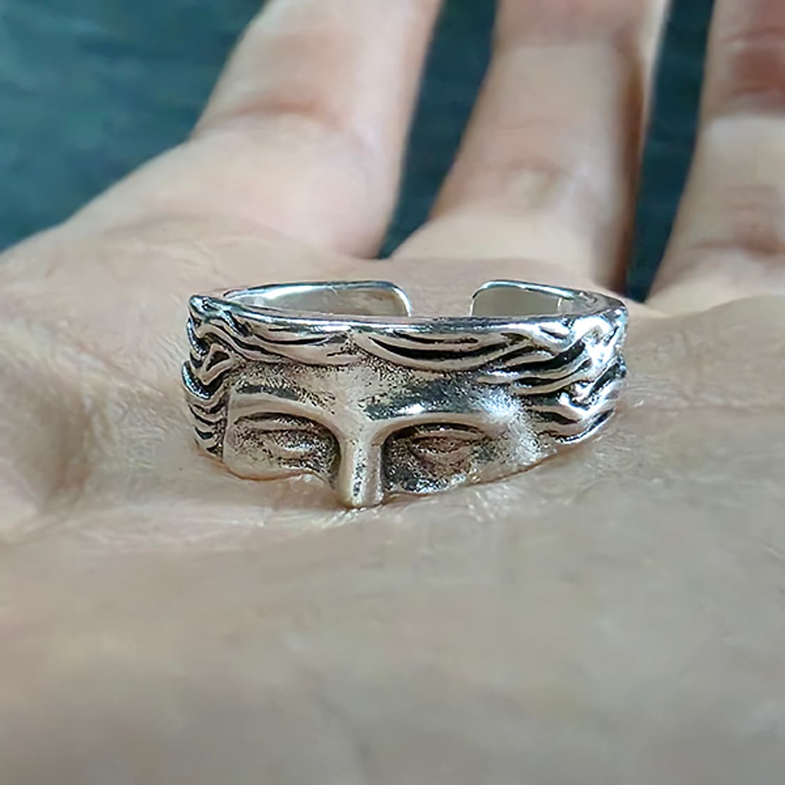 Elnor 백동 남자 엔틱 빈티지 명품 고대 얼굴 조각상 반지 상품이미지5