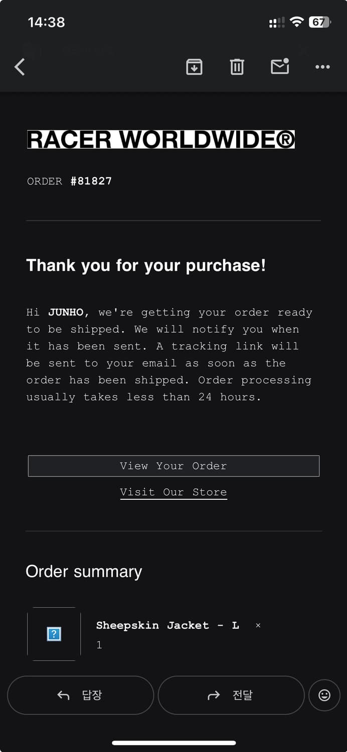 Racerworldwide sheep skin jacket 상품이미지2