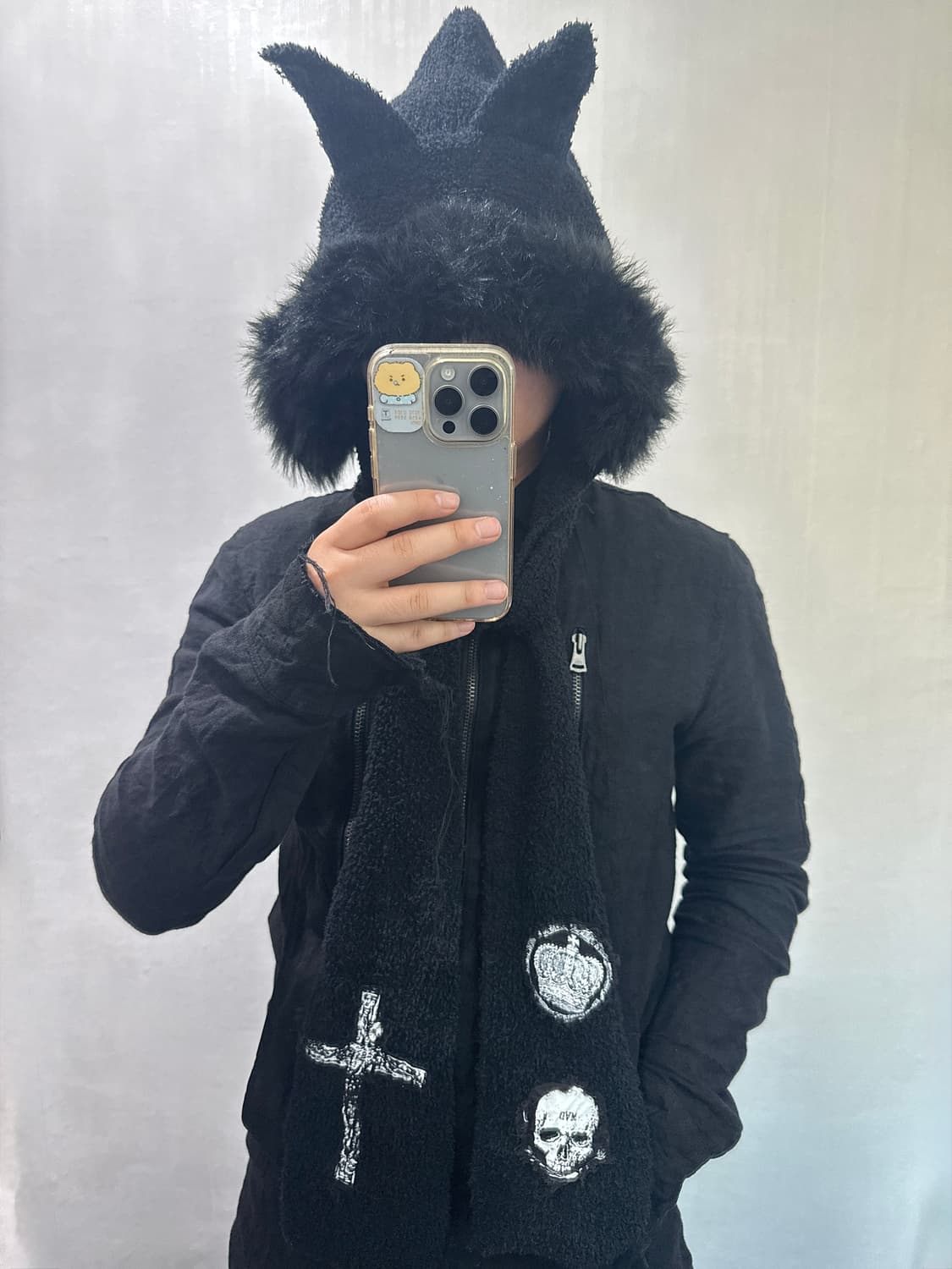 MAD PUNKS 데빌 후드 퍼 머플러 고딕 펑크 상품이미지1