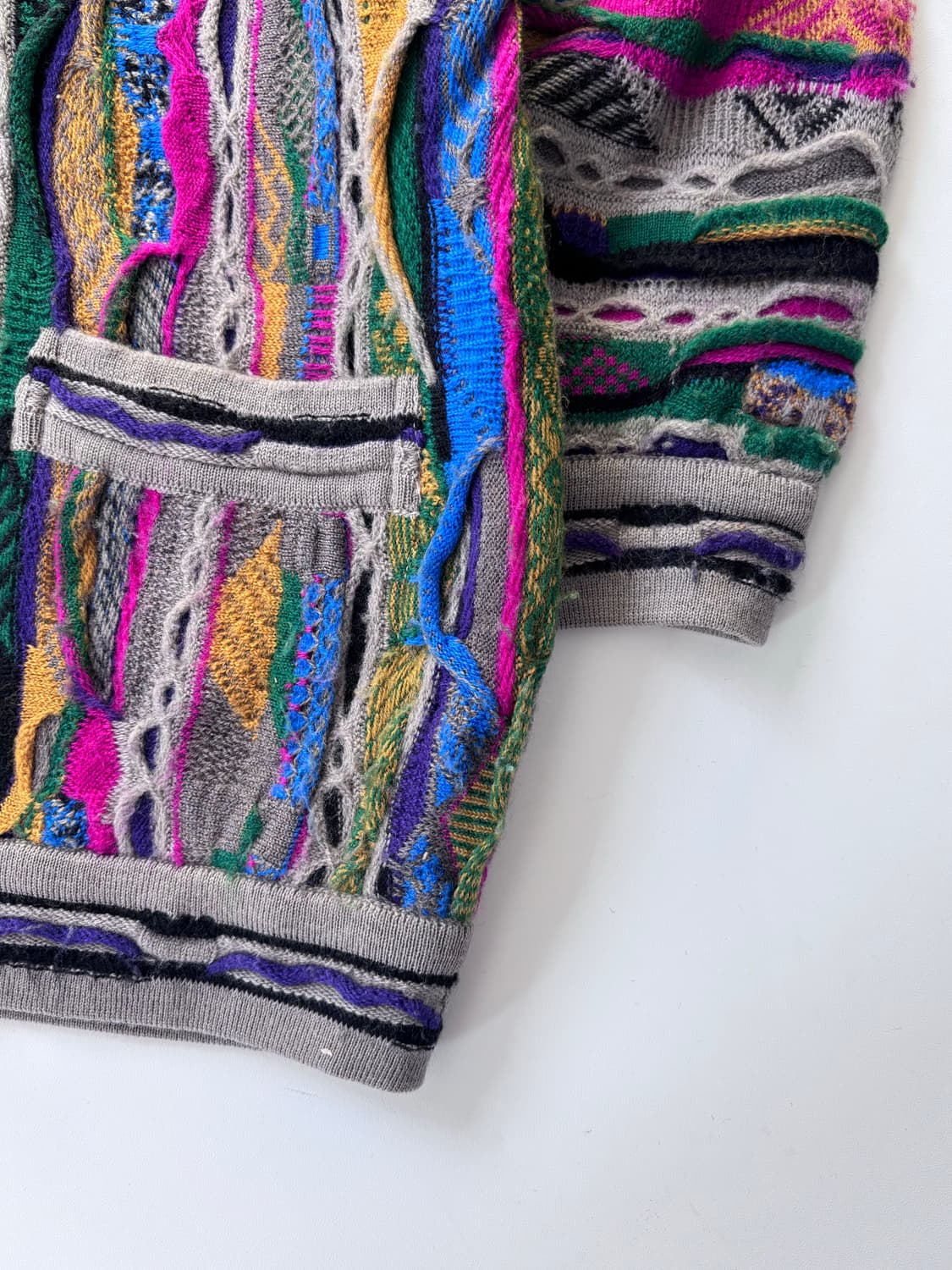 Coogi 쿠지 멀티컬러 케이블 브이넥 니트 가디건 상품이미지6