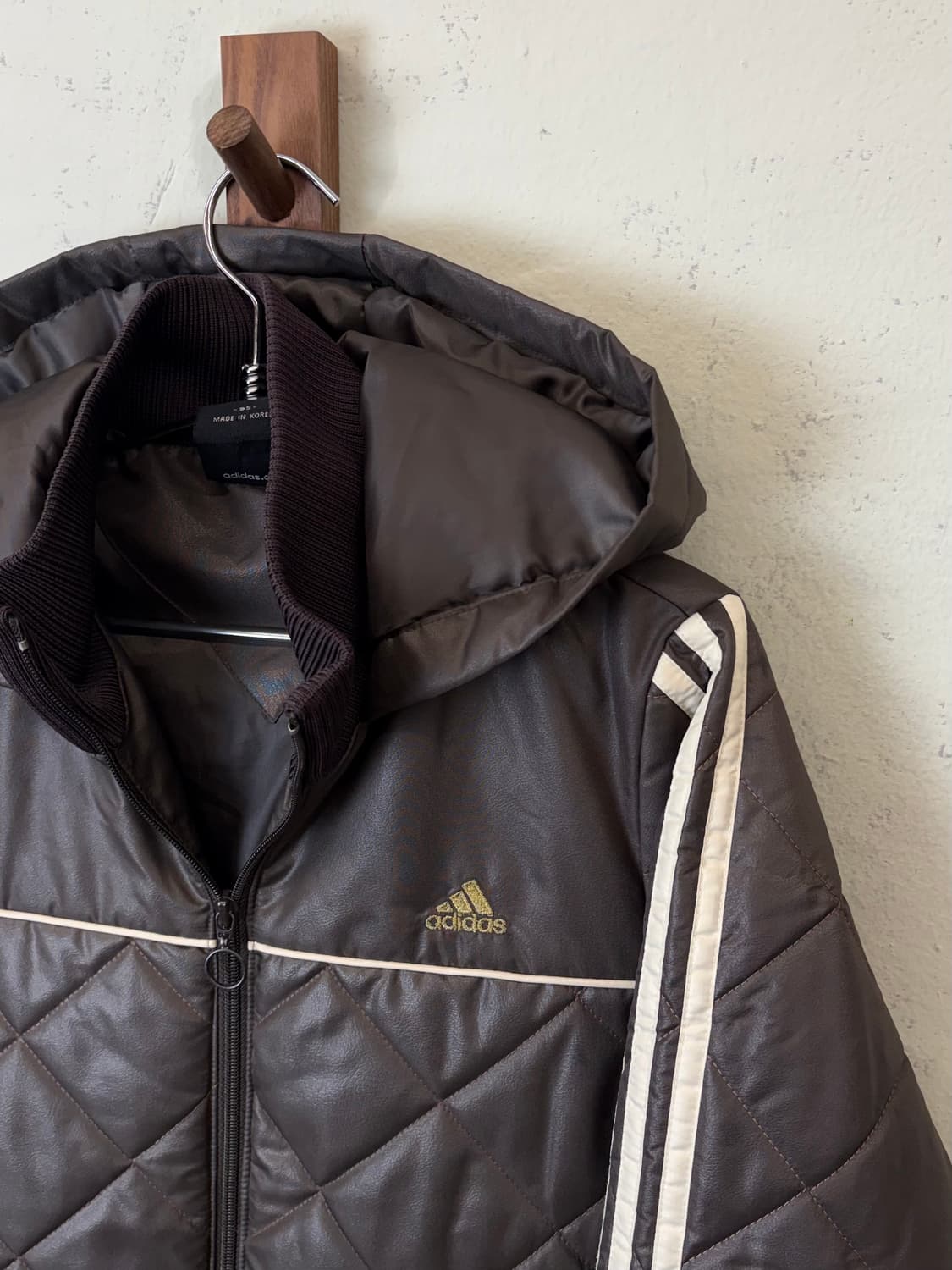 아디다스 빈티지 브라운 숏 후드 패딩 상품이미지5