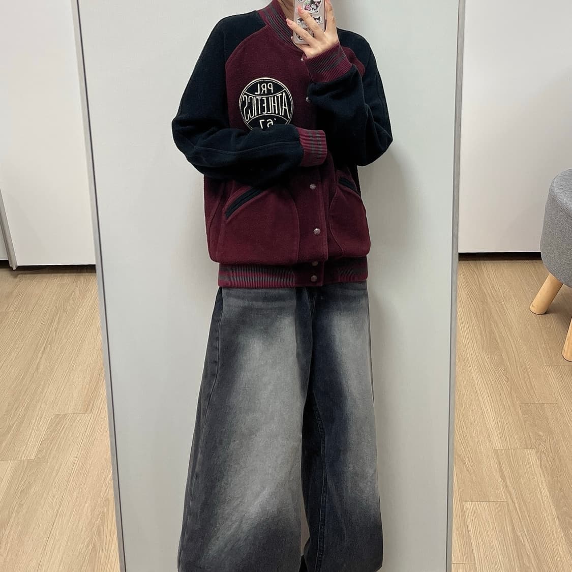 폴로 랄프로렌 자수패치 버건디 바시티 자켓 상품이미지1