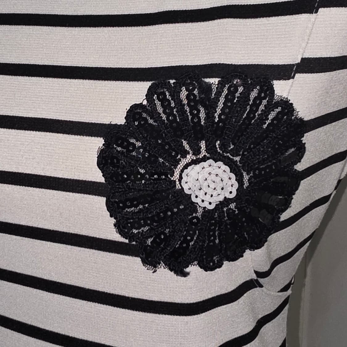 빈티지)여름모리걸 스트라이프 블랙 플라워 갸루 미니 딱붙원피스 상품이미지2