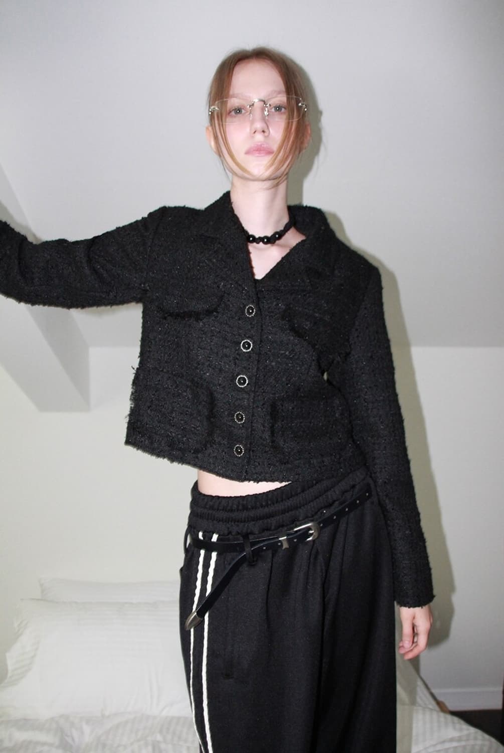 아가모스 ROUGH TWEED JACKET (BLACK) 상품이미지2