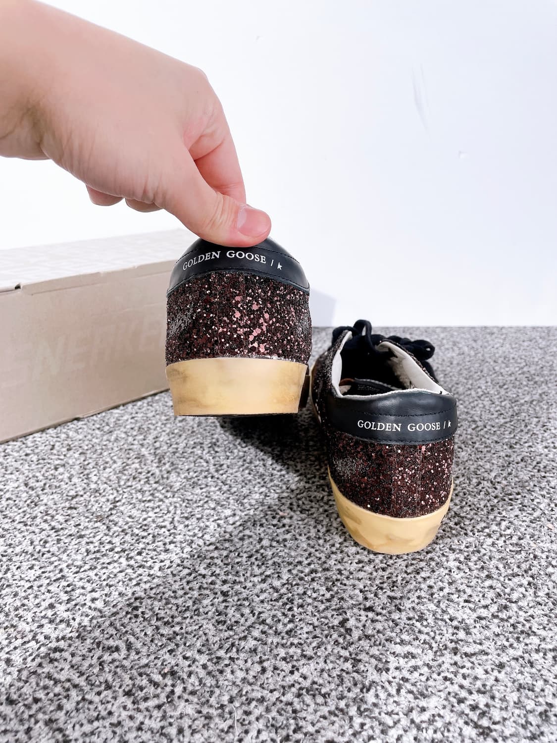 (정품/새상품) 골든구스 여성 슈퍼스타 글리터 브라운 블랙 스니커즈 상품이미지5
