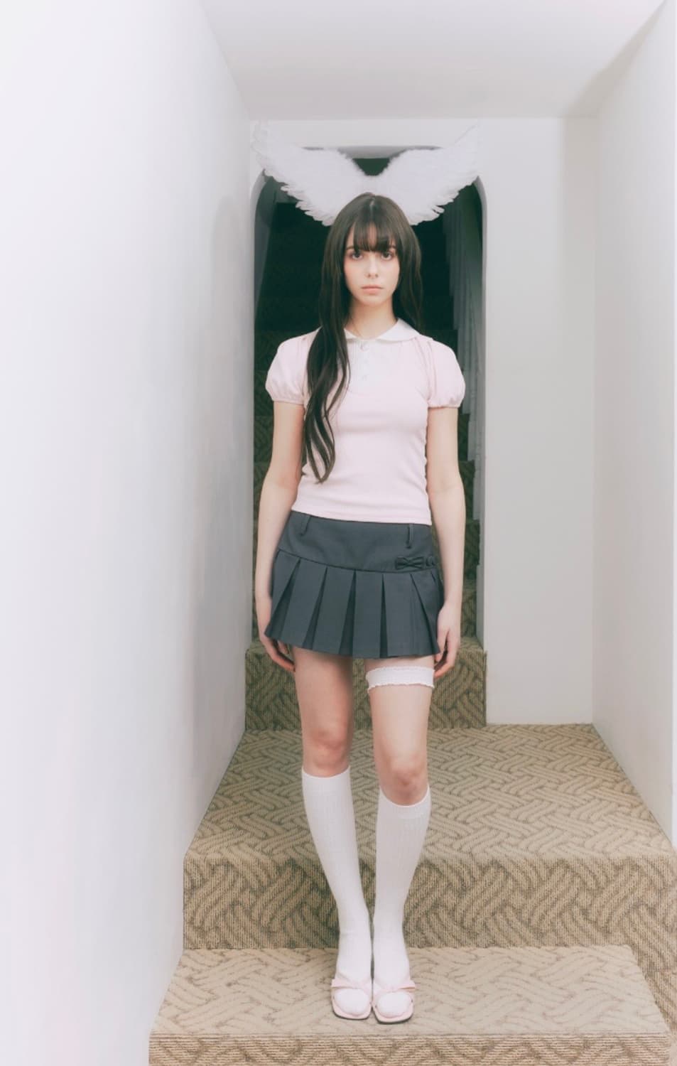 디어마이페어리 위스페어리 petit blouse 레이어드 블라우스 핑크 상품이미지1