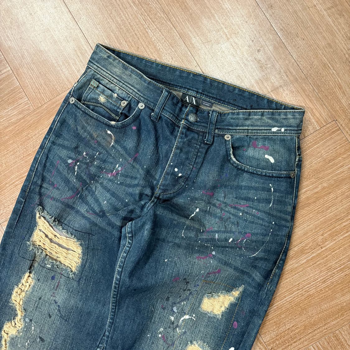 알마니 익스체인지 페인팅 데미지 패치워크 데님 상품이미지5