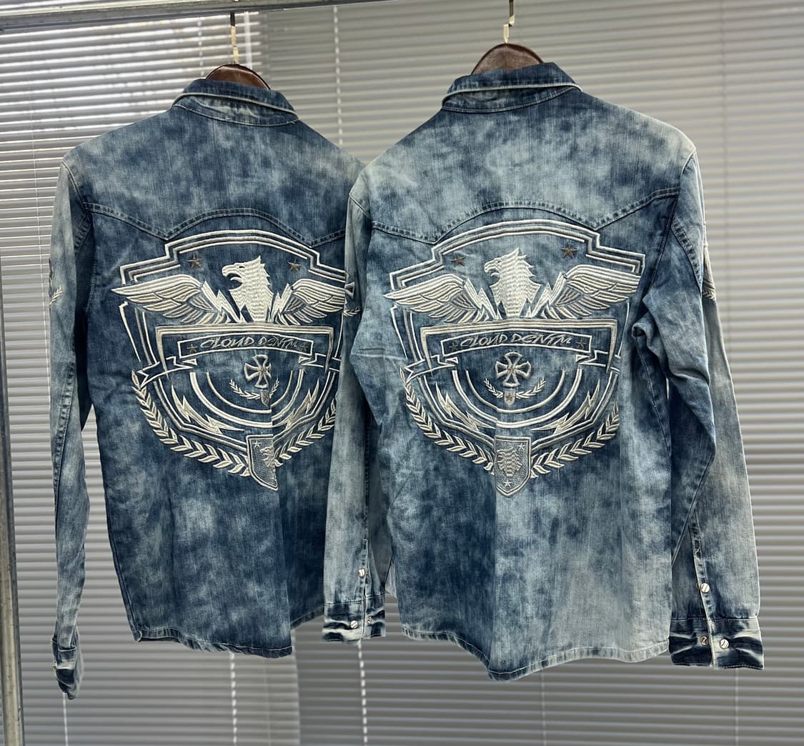 윙 자수 워싱청 남방 상품이미지4