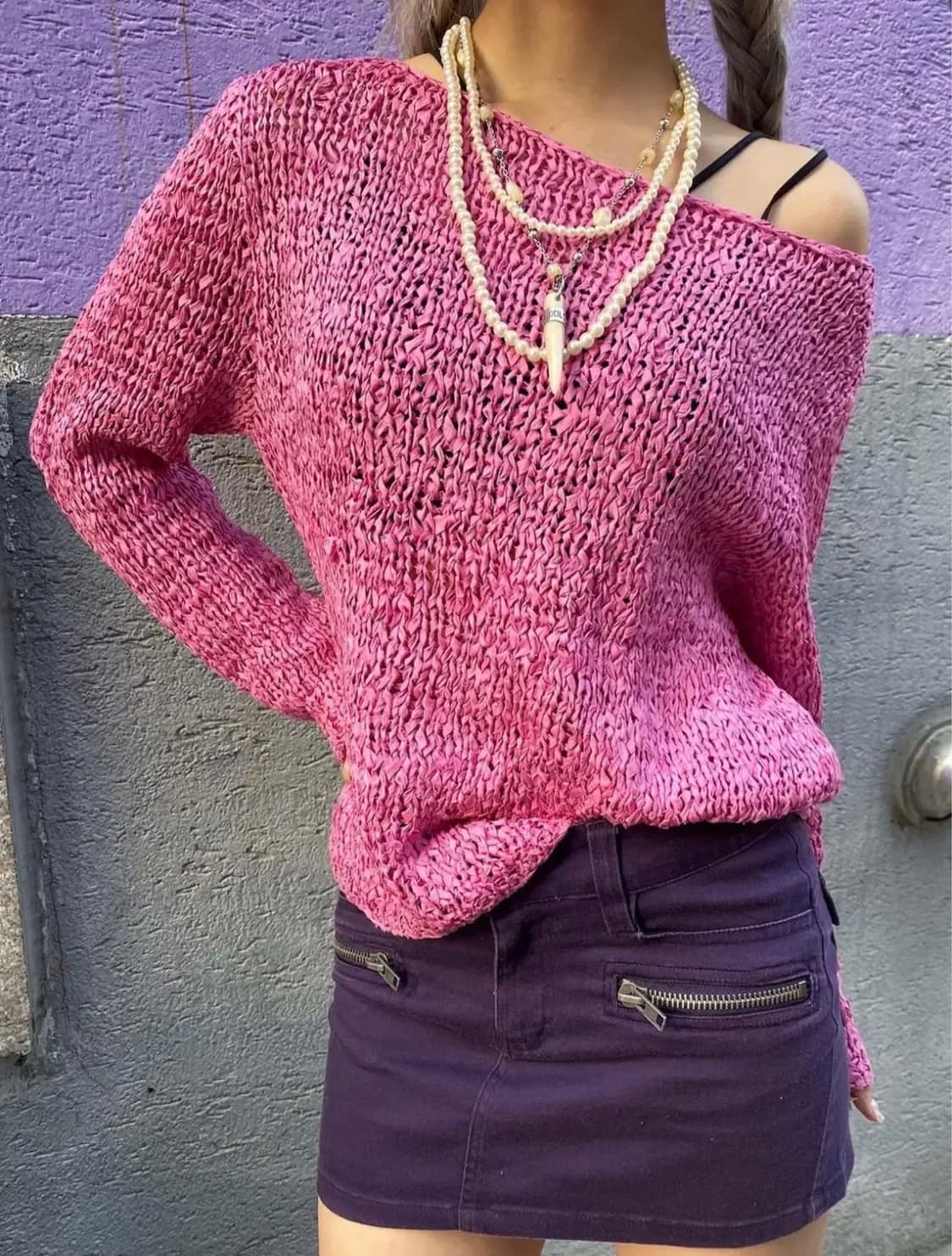 일본 빈티지 퍼플 미니스커트 상품이미지7