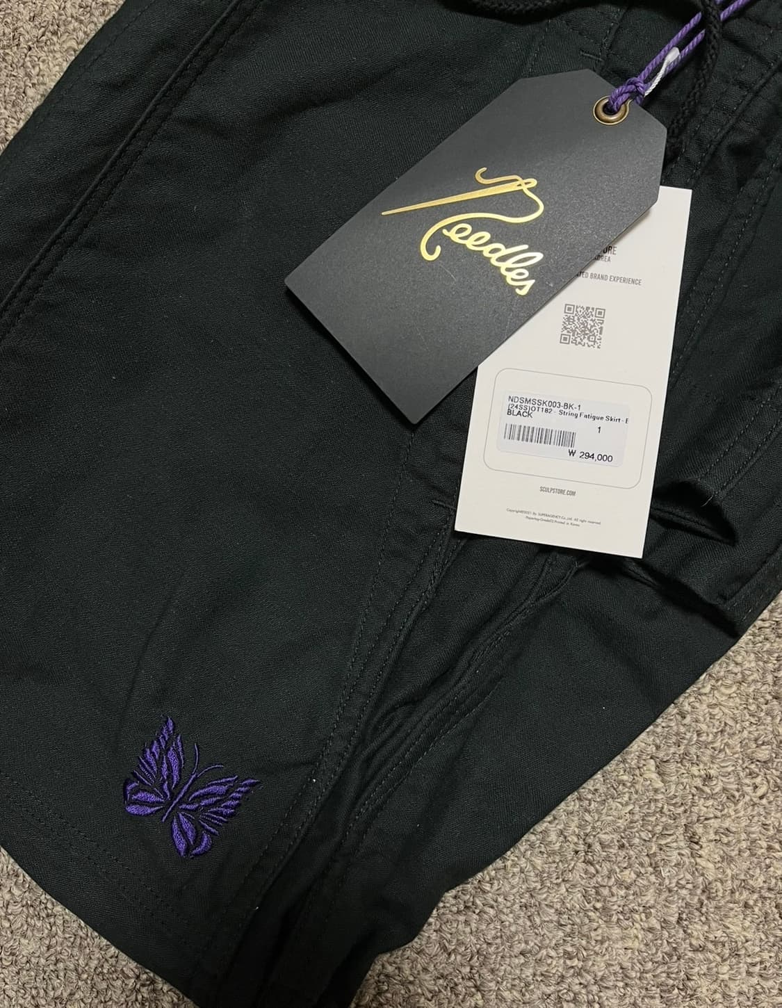 (W) 니들스 스트링 퍼티그 스커트 백 사틴 블랙 1사이즈 판매 상품이미지2